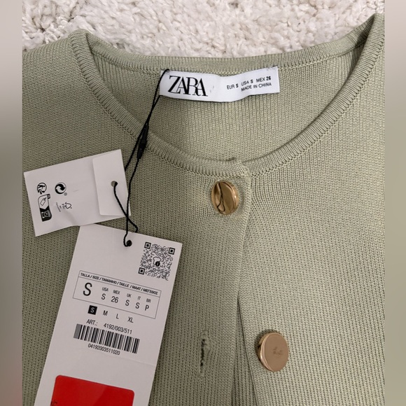 Zara mint green tailored knit cardigan - Picture 2 of 4